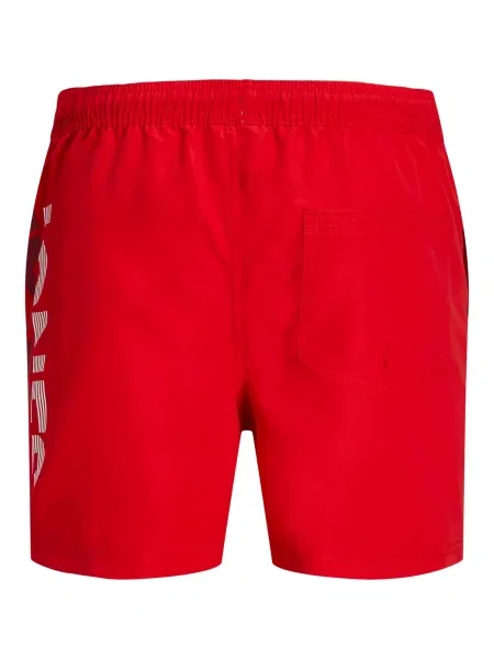 JACK & JONES Plavecké šortky FIJI červená / čierna / biela