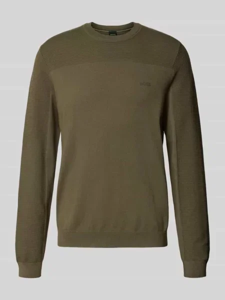 Sweter z napisem z logo KN_Momentum-X CN' Boss Green oliwkowy
