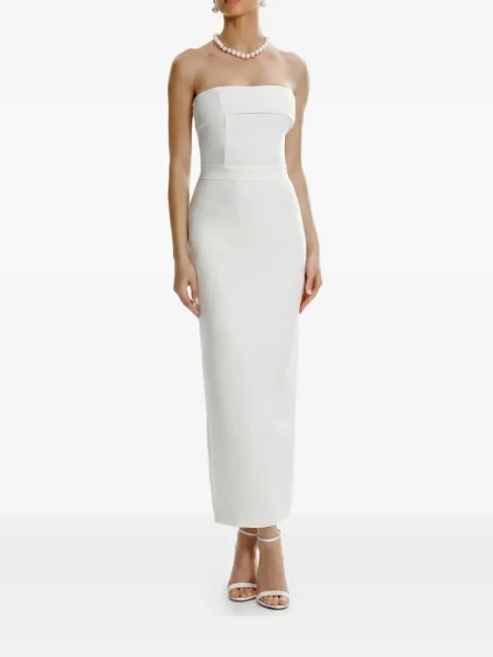 Rochie Framboise cu crăpătură fără bretele de costum alb
