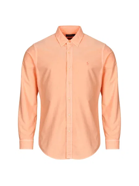 Srajca Polo Ralph Lauren z dolgimi rokavi keper oranžna
