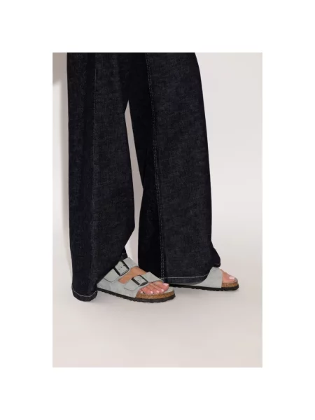 Birkenstock klapki zamszowe Arizona zielone