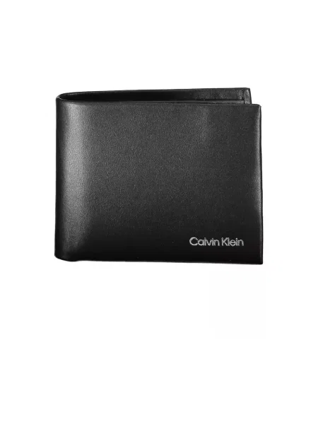Lniany portfel Calvin Klein czarny