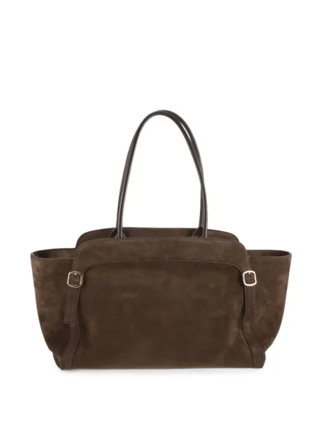 Geantă shopper Santoni cu cataramă maro