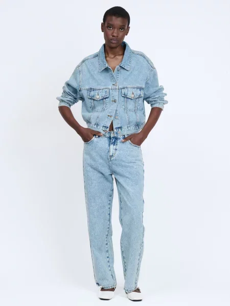 Influencer Prehodna jakna moder denim