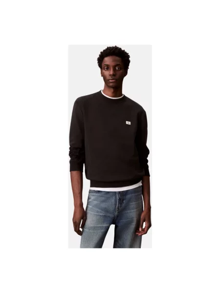 Bluza nierozpinana Calvin Klein Jeans z długim rękawem polarowa czarna