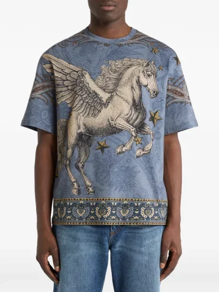 Tricou Etro cu imagine din jerseu albastru