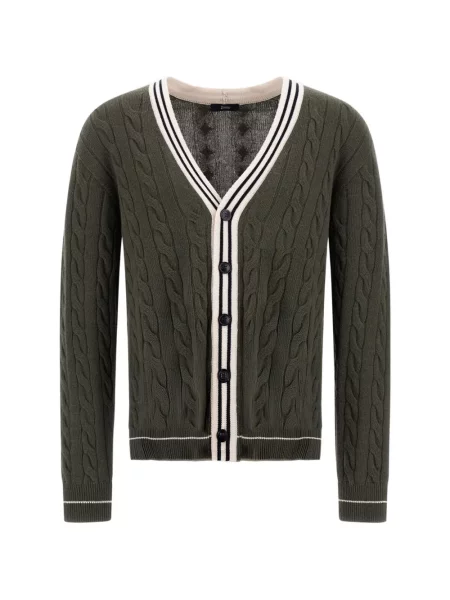 Cardigan Herno cu dungi tricotate verde