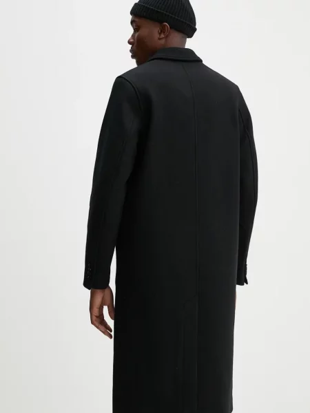 Вовняне пальто Samsoe Samsoe SATESFA перехідне чорний