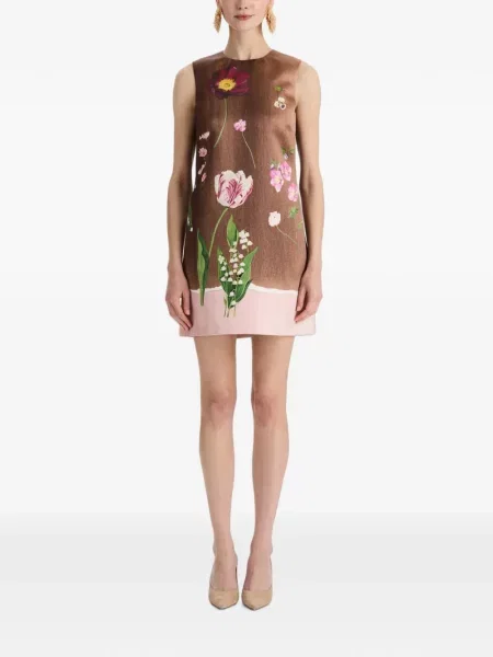Rochie mini Oscar De La Renta cu imagine maro