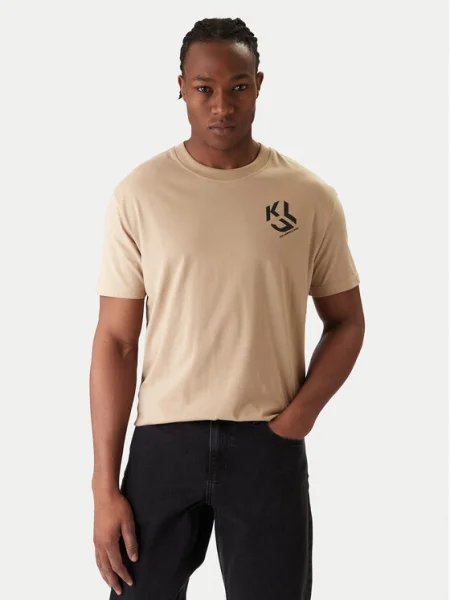 Тениска Karl Lagerfeld Jeans бежово