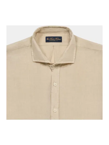 Lniana koszula Brooks Brothers beżowa