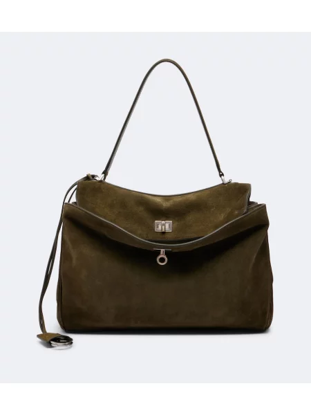 Geantă Balenciaga din piele de căprioară verde