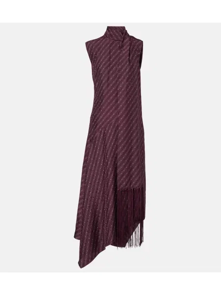 Rochie maxi Acne Studios de mătase de costum bordo