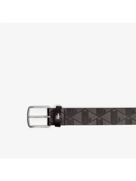 Lacoste Skórzany Pasek Z Monogramem Czerwony czarny