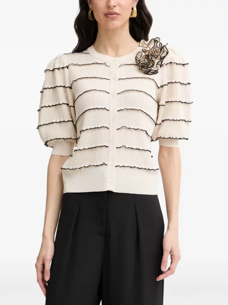 Cardigan Luisa Spagnoli cu model floral cu volane