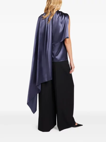 Top Ports 1961 din satin drapat albastru
