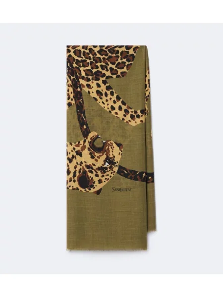 Fular Saint Laurent de lână cu imagine verde
