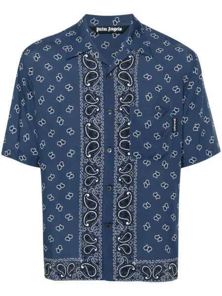 Cămașă Palm Angels cu imagine cu model paisley albastru