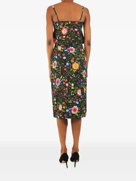 Rochie midi Victoria Beckham cu model floral cu imagine negru