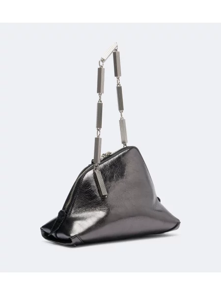 Kožená shopper kabelka The Attico sivá