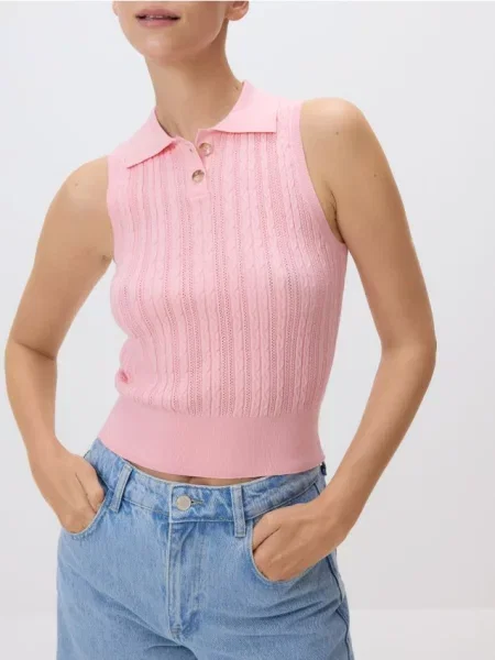 Ошейниковый топ Reserved розовый