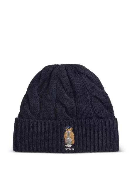 Căciulă Polo Ralph Lauren cu broderie cu dungi cowboy roșu