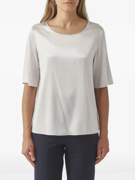 Scurt top Max Mara din satin alb