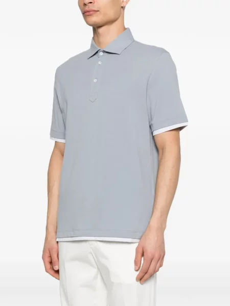 Polo Brunello Cucinelli scurt albastru