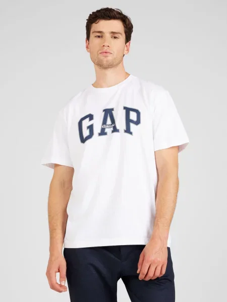 GAP Tricou albastru marin / gri deschis alb