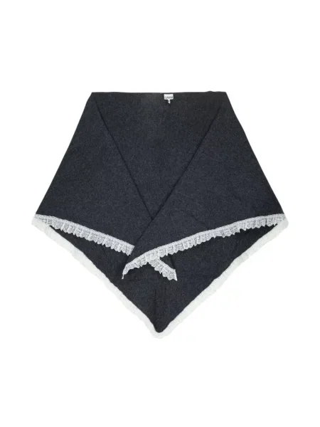 GANNI Triangular Scarf XXL szalik wełniany szara