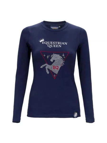 Koszulka z długim rękawem Equestrian Queen oddychająca niebieska