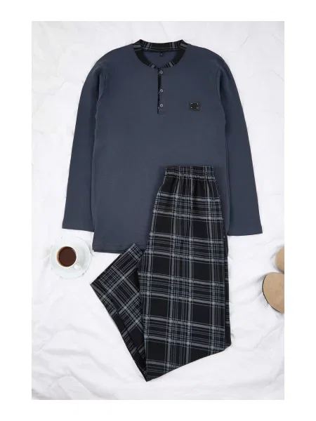 Trendyol Pijama lungă / metalic / închis gri
