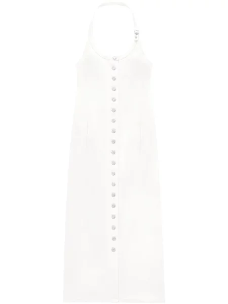 Sukienka jeansowa Courreges z dekoltem halter garniturowa biała