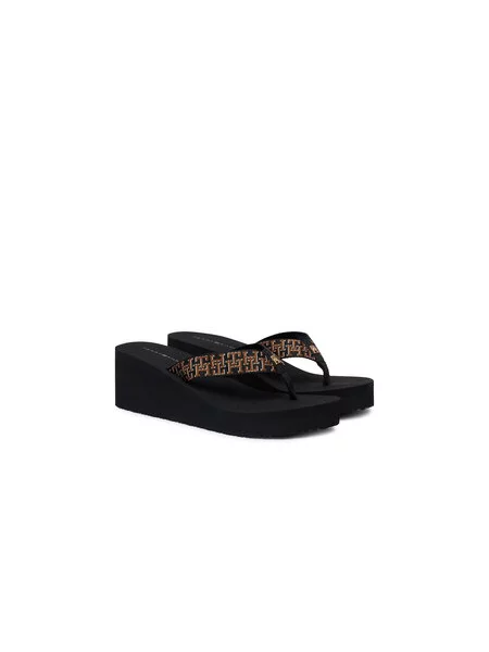 Žabky Tommy Hilfiger Wedge Summer Sandal Mono čierna
