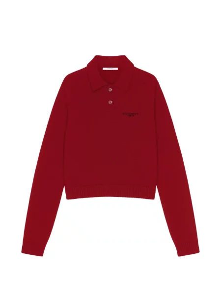 Tricou polo Givenchy de lână roșu