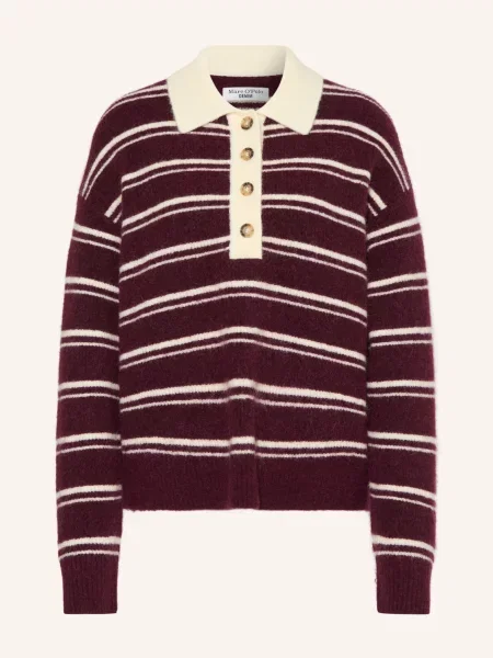 Marc O'polo Denim Pletená Polokošile S Alpakou tmavě / krémová červená