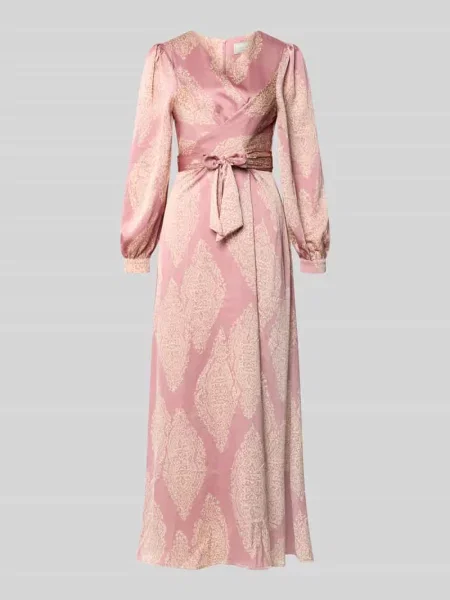 Sukienka wieczorowa o kroju regular fit z nadrukiem paisley na całej powierzchni model Bretti' Neo Noir różowa