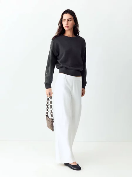 Sweter oversize z ćwiekami w kształcie gwiazd antracytowy Teen XS MANGO TEEN