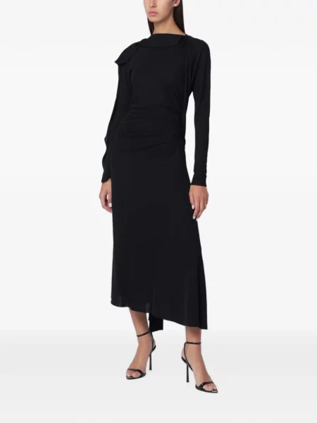 Lung rochie midi Victoria Beckham drapată negru