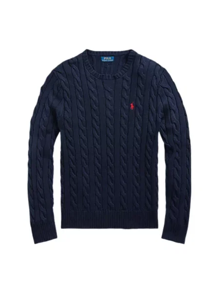Sweter z dzianiny z wyhaftowanym logo Polo Ralph Lauren niebieski
