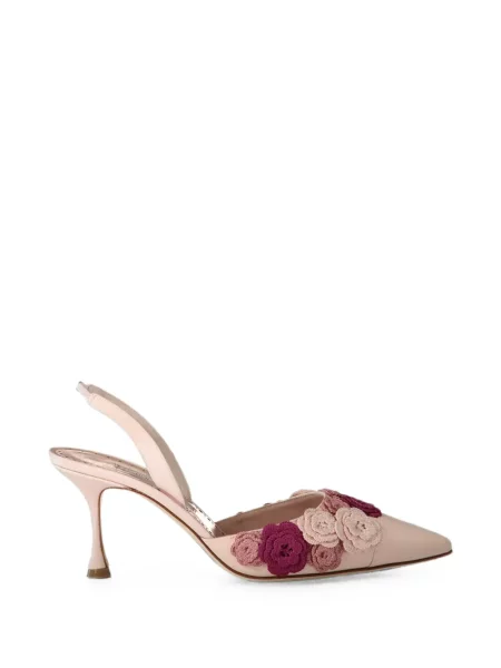 Pantofi cu toc Manolo Blahnik cu model floral cu aplicații roz