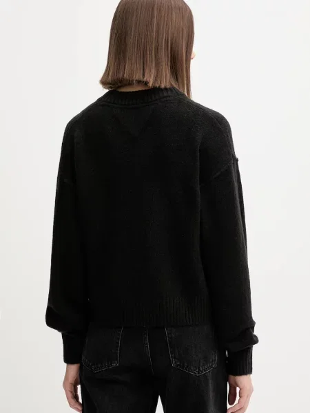Tommy Jeans pulover din amestec de lână negru