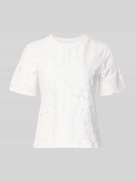 T-shirt o kroju regular fit z koronki model SALLIE' Vero Moda biała