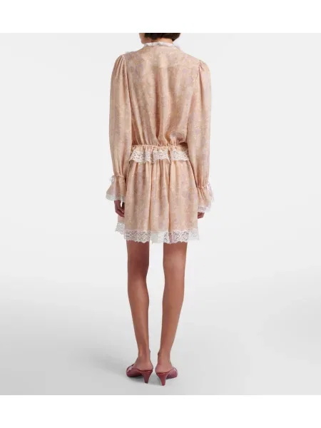 Rochie Chloé de mătase cu model floral roz