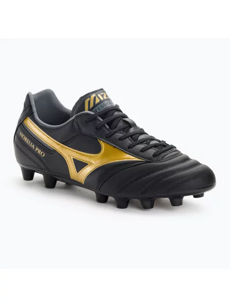 Mizuno Morelia II PRO MD ghete de fotbal pentru bărbați negru/aur/umbră întunecată negru