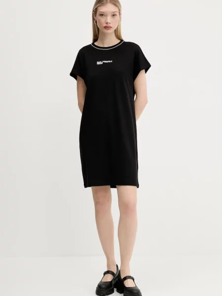 Karl Lagerfeld Jeans rochie din negru mini drept alb