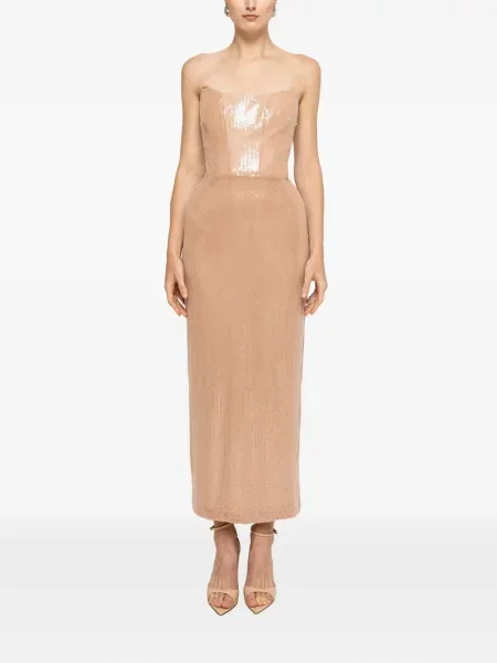 Rochie midi Nissa cu paiete fără bretele