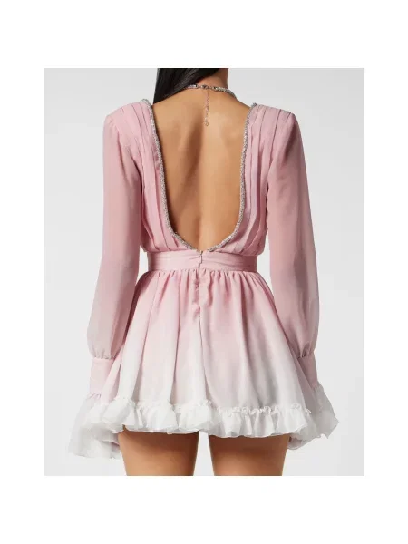 Sukienka mini Philipp Plein szyfonowa różowa