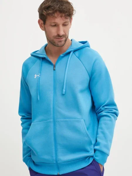Флийс суичър с качулка Under Armour с качулка синьо