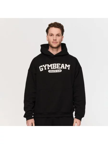 Bluza fitness z kapturem oversize Varsity czarna